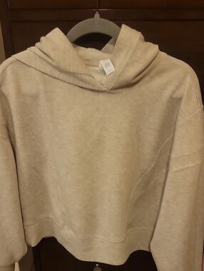 Womens Yogalicious Cream Scuba New Flow Crop Hoodie Size Small